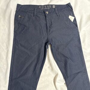 New Men’s Guess Skinny Navy Blue Tuxedo Style Pants Size 33